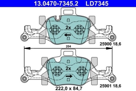 Колодки гальмівні (передні) BMW 3 (G20/G80) 18-/X5 (G05/F95) 18-/7 (G11/G12) 15- Ceramic ATE 13047073452