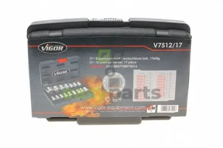 Набір головок 12-граней 1/2" 10-32 мм 16 од. (хромовані) VIGOR V7512/17