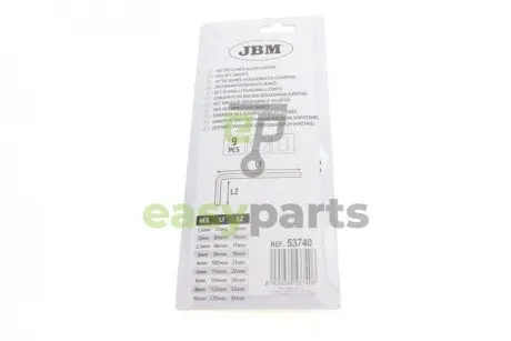 Набір ключів Г-под. Hex з круглим кінцем 1,5-10 мм JBM 53740