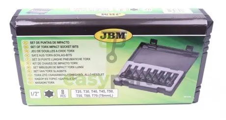 Набір біт ударних Torx 1/2" (L=78mm) (8 шт. - T25/T30/T40/T45/T50/T55/T60/T70) JBM 52340