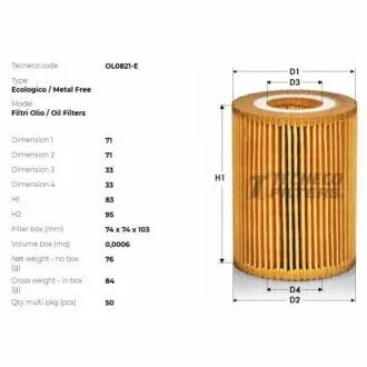 Фільтр масляний DB Sprinter/W203/W211/C219/W164 280/320CDI 5/05- Chrysler 300C 3.0 CRD 05- TECNECO OL0821E