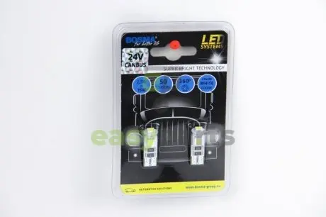 Автолампа T10 LED 24V 3XSMD 5050 LED WHITE DOUBLE POLARITY CANBUS (2 шт) BOSMA 4151