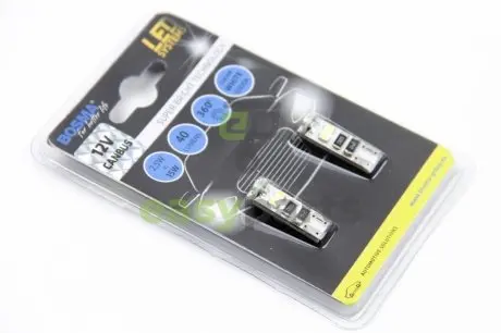 Автолампа T10 LED 12V 8XSMD 3528 LED WHITE DOUBLE POLARITY CANBUS (2 шт) BOSMA 4229