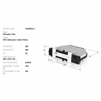 Фільтр вугільн. салонний DB C W204 03/07-, E W212 03/09-, GLK X204 05/05- TECNECO CK29005C