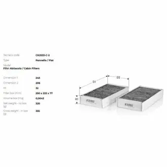 Фільтр салону (вугільний) BMW 7 (F01/F02) 08-/523i (F10/F11/F18) 10- TECNECO CK2533C-2