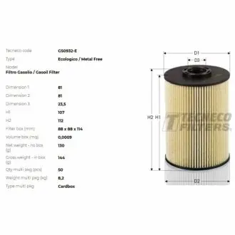 Фільтр паливний Volvo S40 06-/C30/S80/V5/Ford Mondeo 2.0TDCI 03/07- TECNECO GS0932E