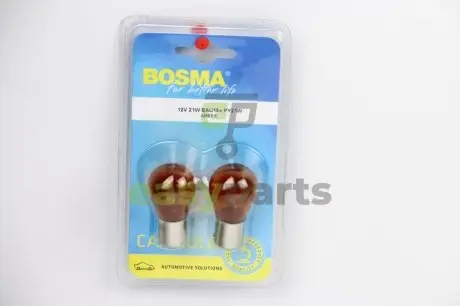 Автолампа BAU15S 12V 21W PY21W Янтарний BLISTER (2 шт) BOSMA 0287B