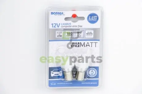 Автолампа BA15S LED 12V 9XSMD 2835 LED WHITE MAT (2 шт) BOSMA 4984