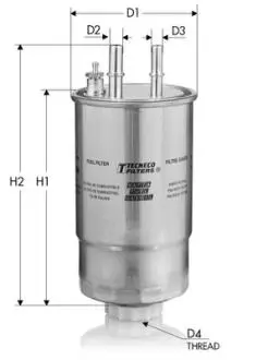 Фiльтр паливний (M12X1,5) Fiat Grande Punto 1.3/1.9 MJTD 10/05- TECNECO GS24/01