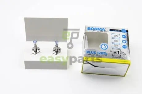 Автолампа H1 PLUS 120% 12V 55W P14,5S Упаковка 2шт BOSMA 5479