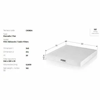 Фото фiльтр салону Audi A6 1.8 20V-2.8E, 1.9TDI, 2.5TDI 94.06- +AC TECNECO CK5824 Фiльтр салону Audi A6 1.8 20V-2.8E, 1.9TDI, 2.5TDI 94.06- +AC TECNECO CK5824