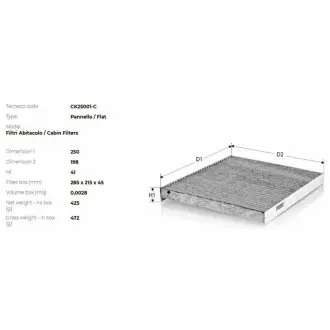 Фільтр салону (вугільний) BMW 3 (F30/F31) 12-/1 118 (F20) 10- TECNECO CK25001C