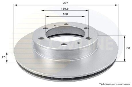 - Диск гальмівний вентильований з покриттям Comline ADC01169V