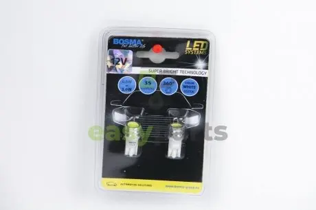 Автолампа T10 LED 12V 1xSMD 7080 LED WHITE (2 шт) BOSMA 3994