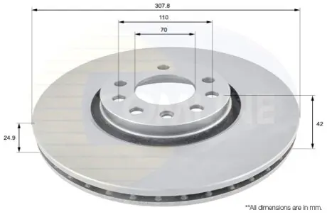 - Диск тормозной вентилируемый с покрытием Comline ADC1124V