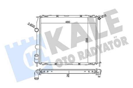 KALE RENAULT радіатор охолодження Clio II,Kangoo 1.2/1.4 97- KALE OTO RADYATOR 351895 (фото 1)