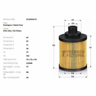 Фільтр масляний Fiat 1.3 JTD 03-/Opel 1.3Cdti TECNECO OL010047-E