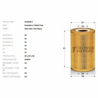 Фільтр масляний MB W168 A140A160A190 [M166.940/960/990] 97 TECNECO OL0206E