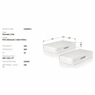 Фільтр салону BMW 7 (F01/F02) 08-/523i (F10/F11/F18) 10- TECNECO CK2533-2