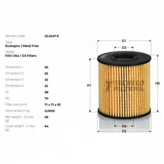 Фільтр масляний Fiat/Ford/PSA 2.0JTD/2.0HDI/2.0TDCI 04- TECNECO OL0247E