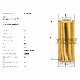 Фільтр масляний BMW 3/5/X5 E92/60/65/53/70 3,0/3,5D TECNECO OL09994E