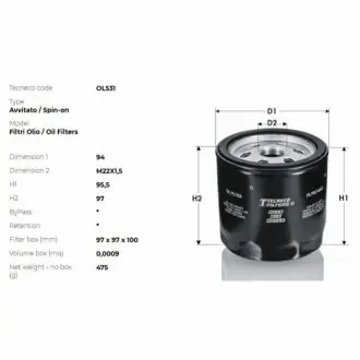 Фільтр масляний Ford Transit FT80/100/130/160/190 TECNECO OL531