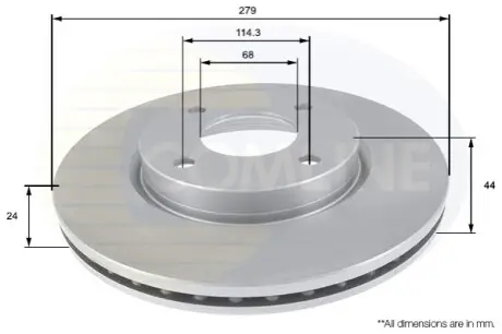 Фото - Диск гальмівний вентильований Comline ADC0284V - Диск гальмівний вентильований Comline ADC0284V