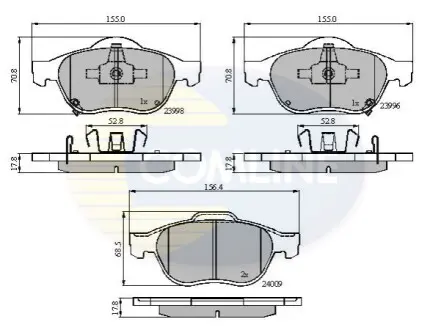Комплект тормозных колодок, дисковый тормоз Comline CBP31249