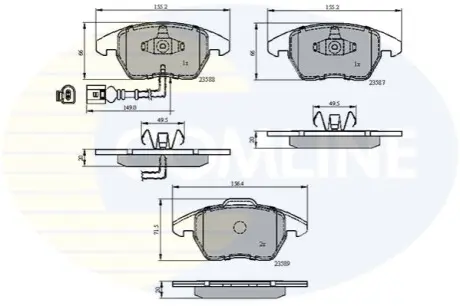 Комплект тормозных колодок, дисковый тормоз Comline CBP11224