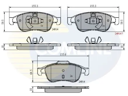 Комплект тормозных колодок, дисковый тормоз Comline CBP01677