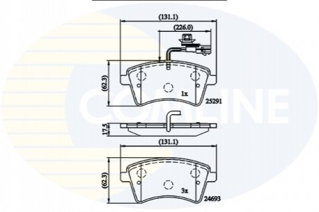 Комплект тормозных колодок, дисковый тормоз Comline CBP11707