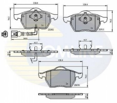 Комплект тормозных колодок, дисковый тормоз Comline CBP11111 (фото 1)