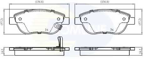 Комплект тормозных колодок, дисковый тормоз Comline CBP31038