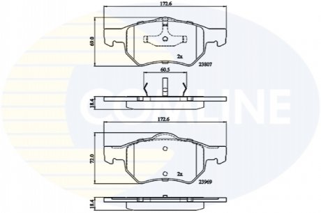 Комплект тормозных колодок, дисковый тормоз Comline CBP02222 (фото 1)