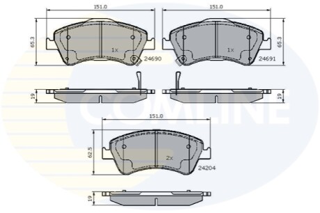 Комплект тормозных колодок, дисковый тормоз Comline CBP31588