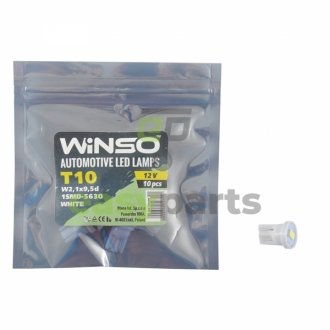 12V SMD T10 W2.1x9.5d 1LED 5630 white 10шт. уп. WINSO 127290