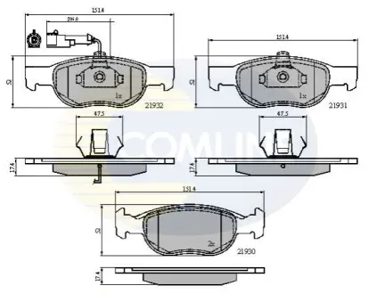 Комплект тормозных колодок, дисковый тормоз Comline CBP1479