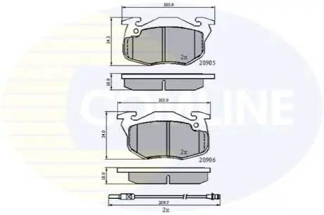Комплект тормозных колодок, дисковый тормоз Comline CBP2258