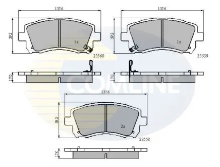Комплект тормозных колодок, дисковый тормоз Comline CBP3722