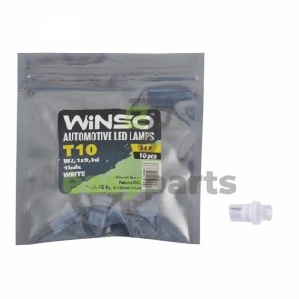 24V FLUX T10 W2.1x9.5d 1LED White 10шт. уп. WINSO 127830