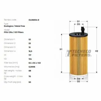 Фільтр масляний BMW 316D/320D/520D 09- TECNECO OL06004E