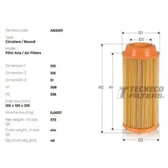 Фільтр повітряний DB A-класс Diesel 97-04 TECNECO AR2001