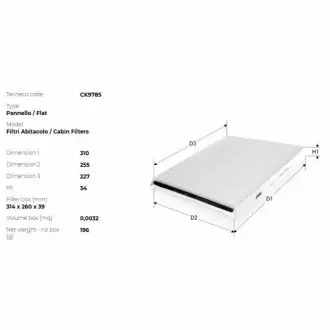 Фільтр салона тонкої очистки MB211 TECNECO CK9785