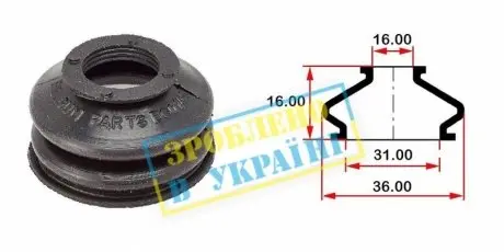 Фото пильник опори кульової рульового наконечника (універсальний) (16х31x21) BELGUM PARTS BG0145 Пильник опори кульової рульового наконечника (універсальний) (16х31x21) BELGUM PARTS BG0145