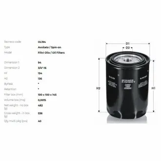 Фiльтр масляний VAG diesel TECNECO OL194