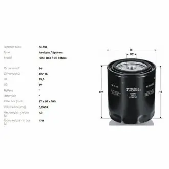 Фильтр масла TECNECO OL332