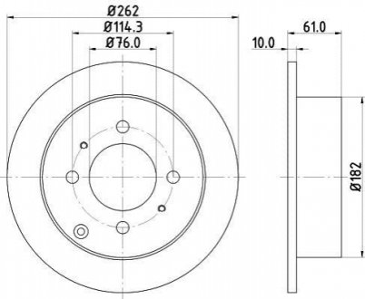 Диск гальмівний задній Hyundai Matrix 1.5, 1.6, 1.8 (01-10), Sonata 2.0 (06-)/Kia Magentis 2.0, 2.5 V6 (01-) NISSHINBO ND6005