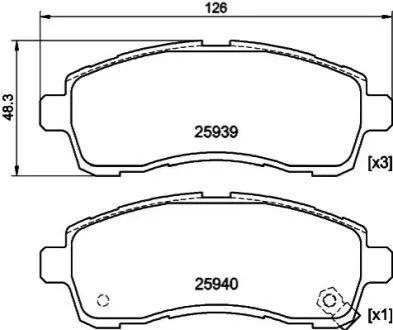 Колодки тормозные дисковые передние Suzuki Swift/Mazda 2/ Daihatsu Materia 1.2, 1.3, 1.5, 1.6 (06-) NISSHINBO NP5029
