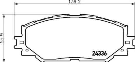 Колодки гальмівні дискові передні Toyota Auris,Corollla 1.3, 1.4, 1.6, 2.0 (07-),RAV 4 2.5 (12-) NISSHINBO NP1019
