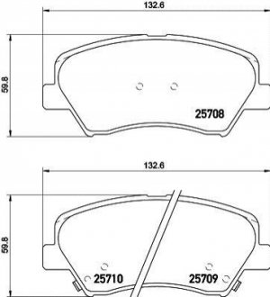 Колодки гальмівні дискові передні Hyundai Accent, i20, Elantra/Kia Rio III 1.4, 1.6, 1.8 (11-) NISSHINBO NP6015
